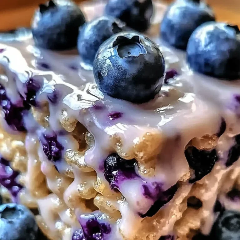 Blueberry Rice Krispies Treats with Vanilla Glaze