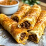 Cheesy Taco Stuffed Breadsticks with Taco Filling