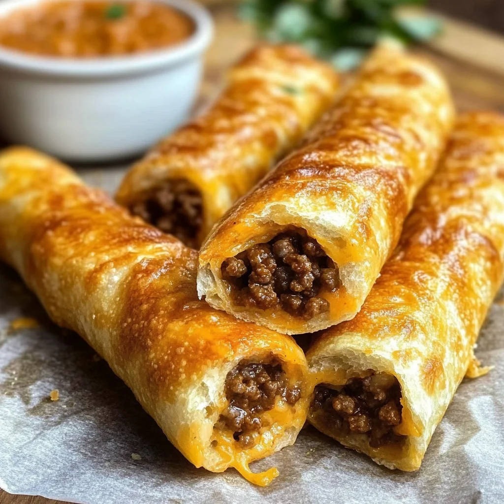 Cheesy Taco Stuffed Breadsticks with Taco Filling