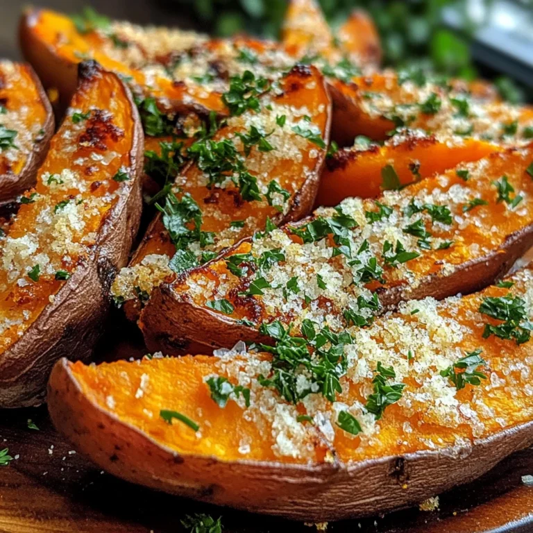 Garlic Parmesan Sweet Potato Wedges