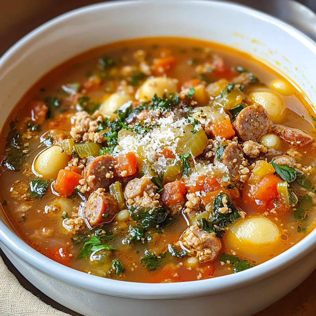 Italian Vegetable Soup with Spicy Sausage