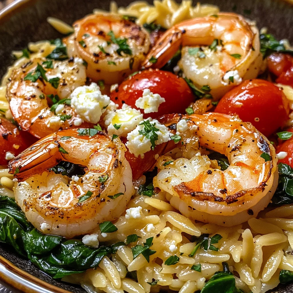 Lemon Feta Orzo Shrimp