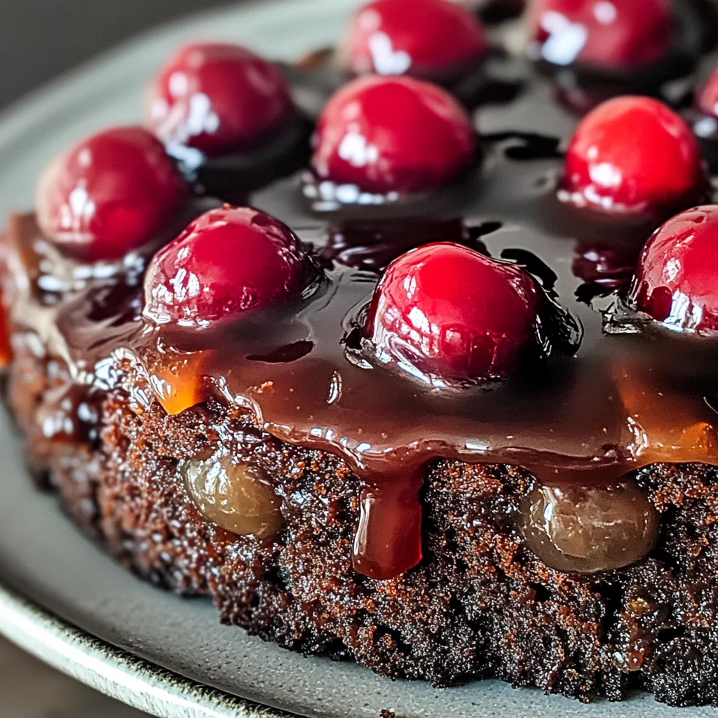 Chocolate Cherry Upside Down Cake 🍒🍫