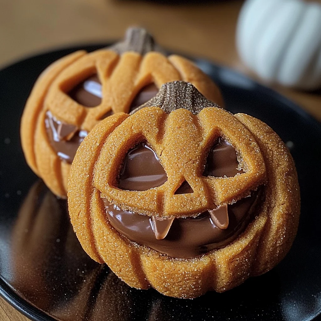 Milk Chocolate Stuffed Jack-O'-Lantern Cookies