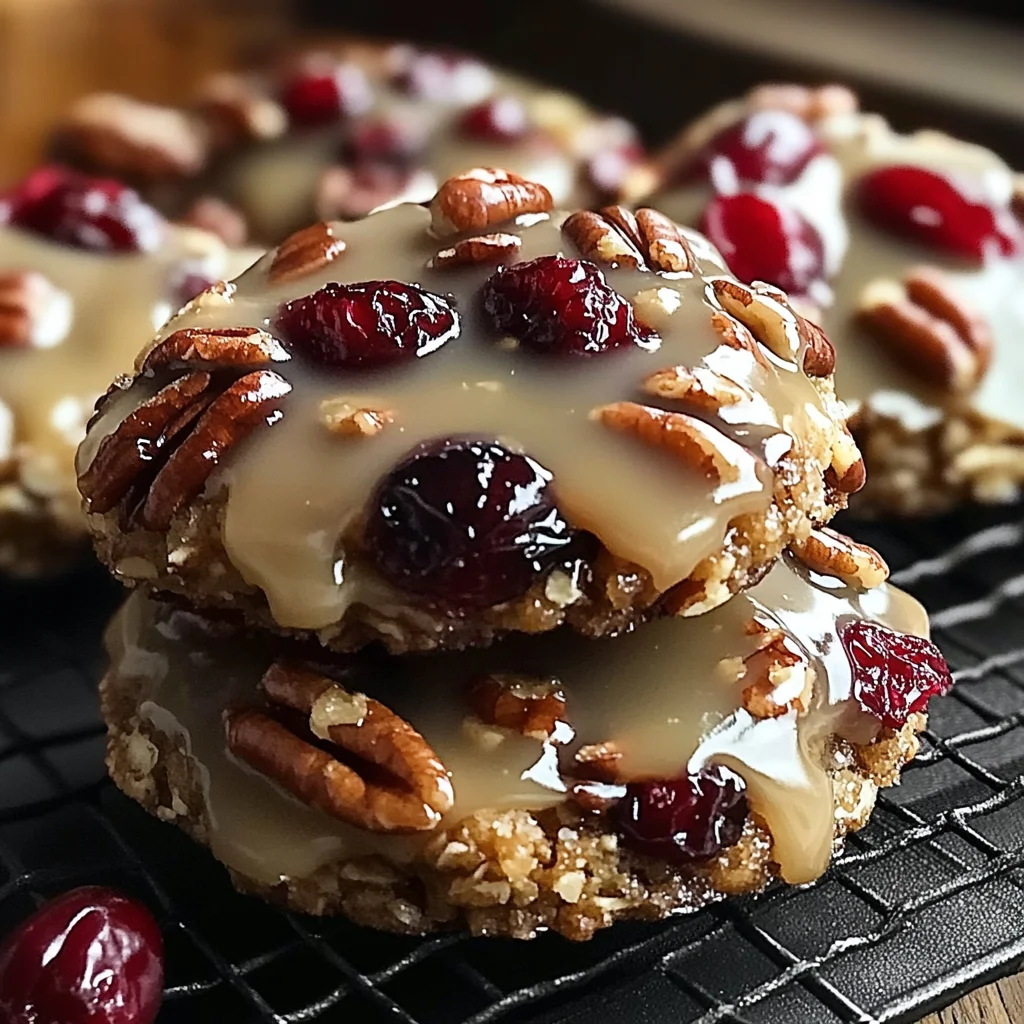 No-Bake Cranberry Pecan Praline Cookies