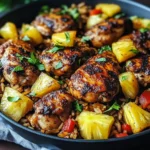 One Pan Caribbean Jerk Chicken with Pineapple-Coconut Rice Recipe