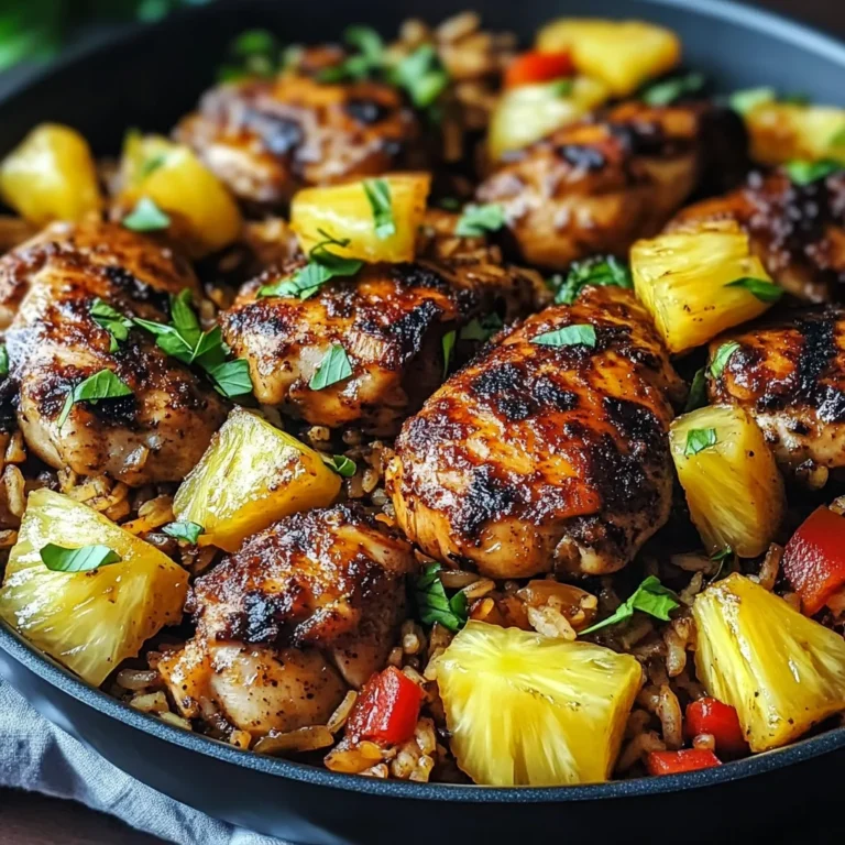 One Pan Caribbean Jerk Chicken with Pineapple-Coconut Rice Recipe