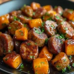 Sausage and Sweet Potatoes with Honey Garlic Sauce