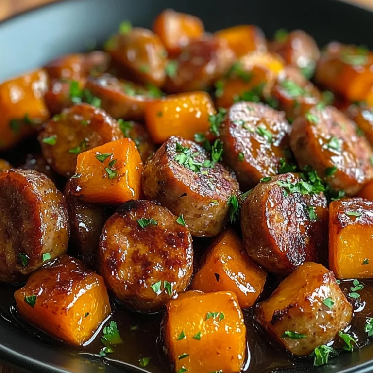 Sausage and Sweet Potatoes with Honey Garlic Sauce