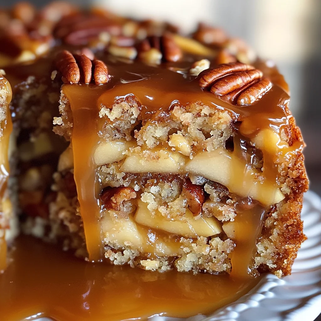 Apple Pecan Cake With Caramel Glaze