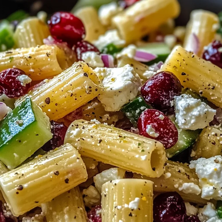 Feta & Cranberry Rigatoni Salad with Lemon Vinaigrette