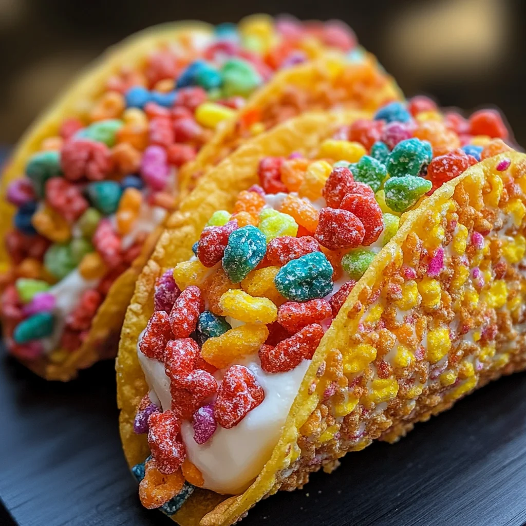 Fruity Pebbles Cheesecake Tacos