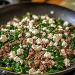 Ground Beef and Spinach Skillet with Feta
