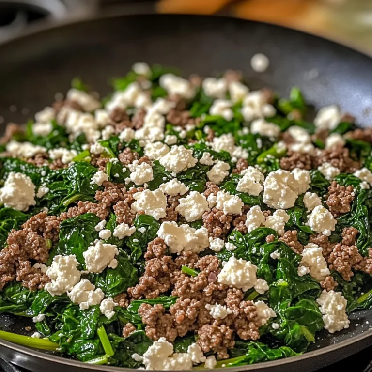 Ground Beef and Spinach Skillet with Feta