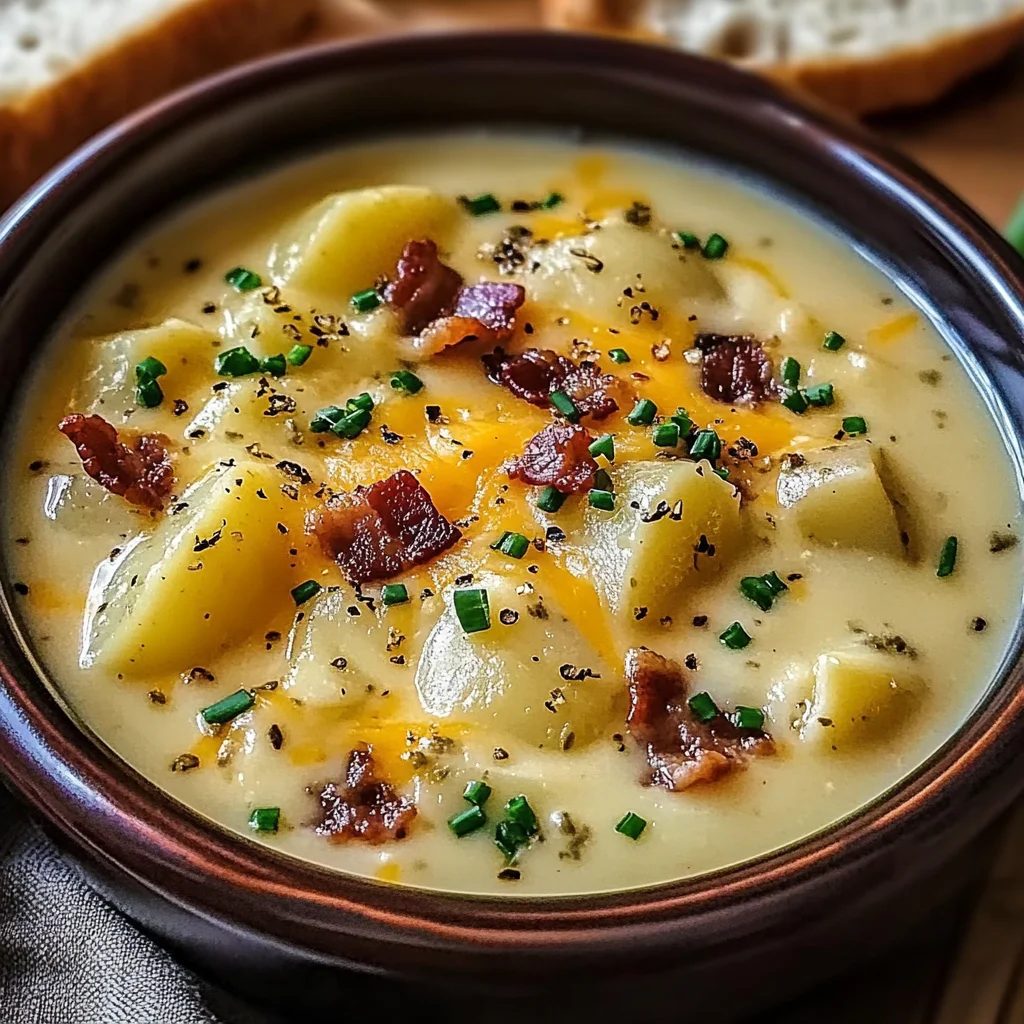 Hearty Cheddar Garlic Herb Potato Soup Recipe
