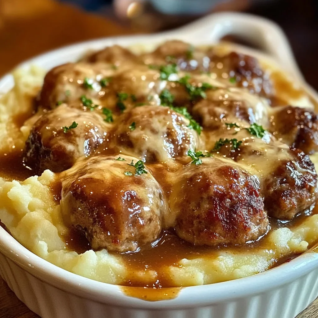 Meatball & Mashed Potato Bake