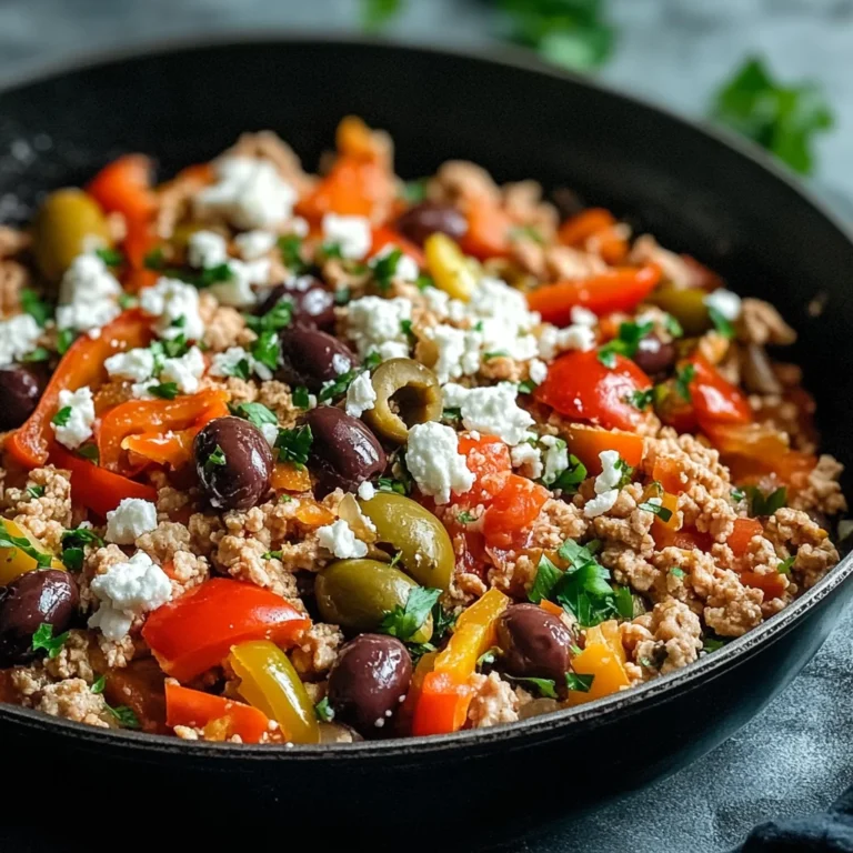 Mediterranean Keto Ground Chicken Skillet with Olives and Feta