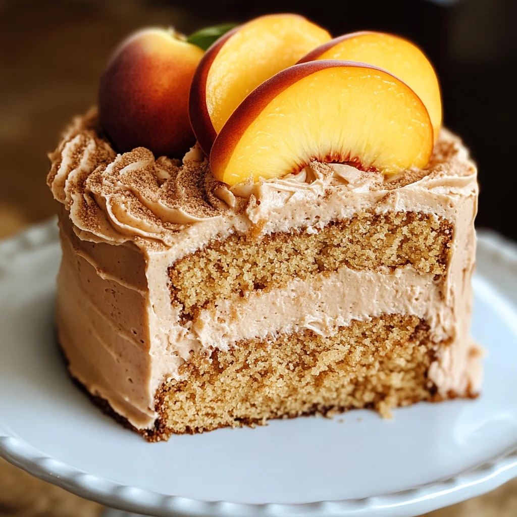 Peach Cake with Brown Sugar Frosting