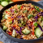 Quick Crispy Rice Salad with Peanut Sesame Dressing - Alrightwithme