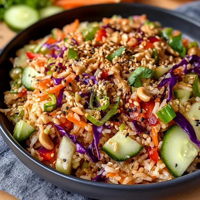Quick Crispy Rice Salad with Peanut Sesame Dressing - Alrightwithme