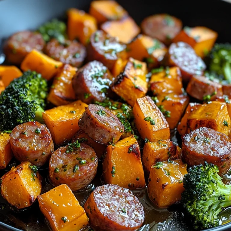 Sheet Pan Sausage and Sweet Potatoes with Honey Garlic Sauce