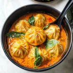 Soup Dumplings in Thai Red Curry Sauce