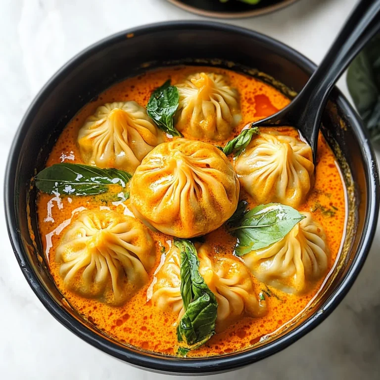 Soup Dumplings in Thai Red Curry Sauce
