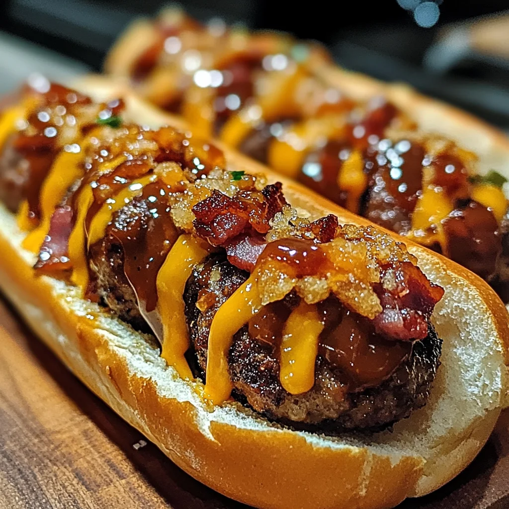 Bourbon BBQ Turkey Bacon Cheeseburger Meatball Subs Ready in 30 Minutes