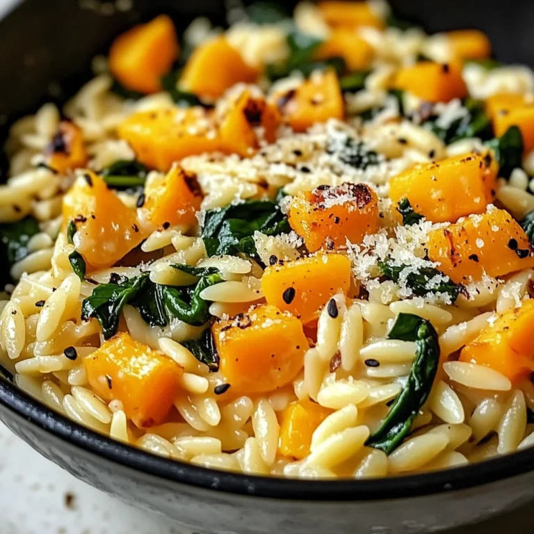 Creamy Orzo with Roasted Butternut Squash and Spinach