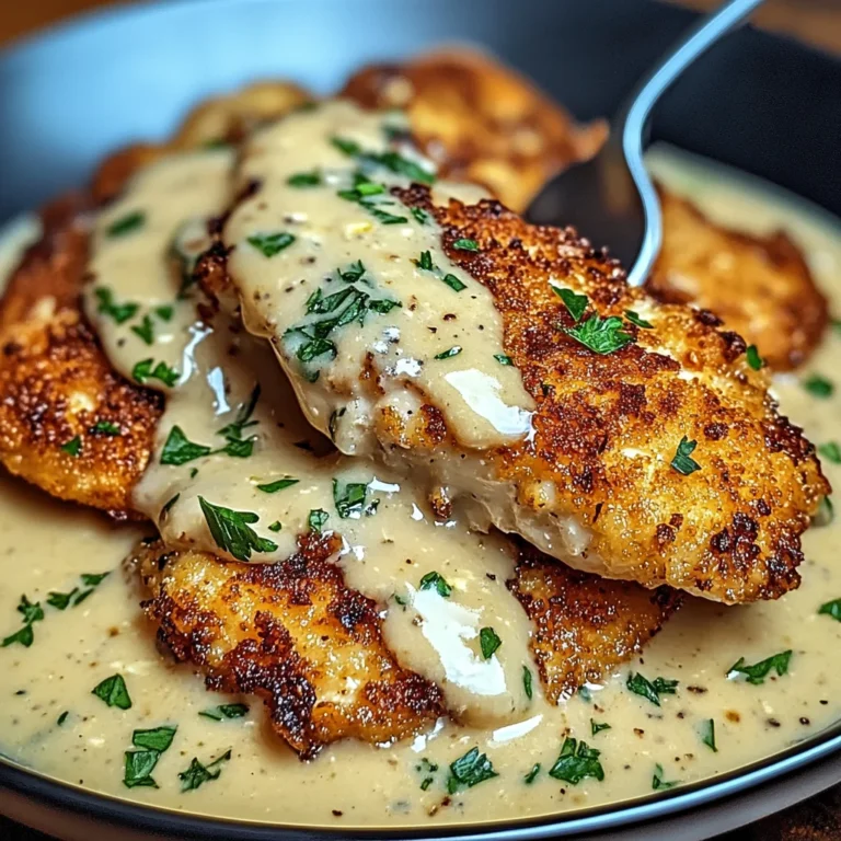 Crispy Parmesan Chicken with a Rich Garlic Sauce - Easy Dinner Idea