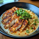 Fiery Chicken Ramen with Creamy Garlic Sauce