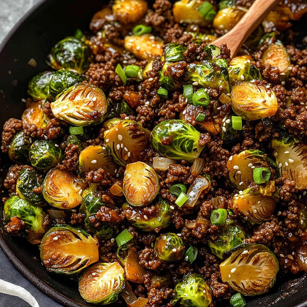 Ground Beef and Brussels Sprouts