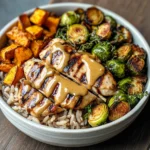 Maple Dijon Chicken & Roasted Sweet Potato Bowls