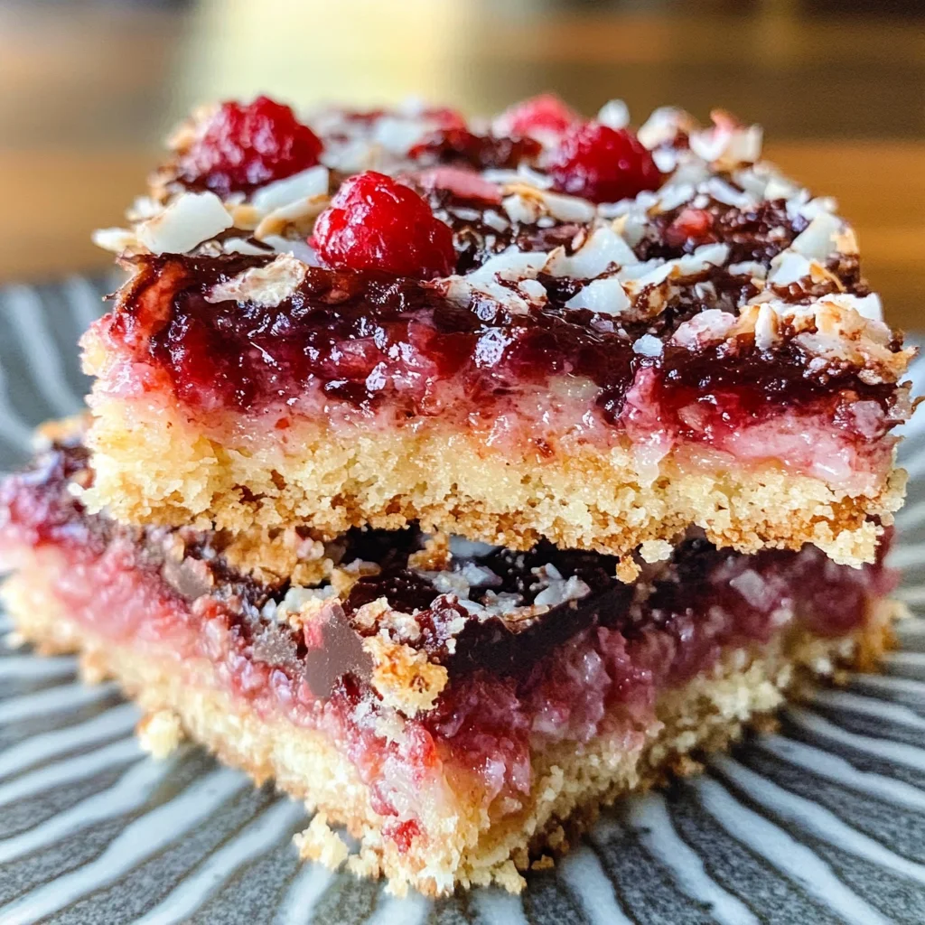 Raspberry Coconut Magic Bars