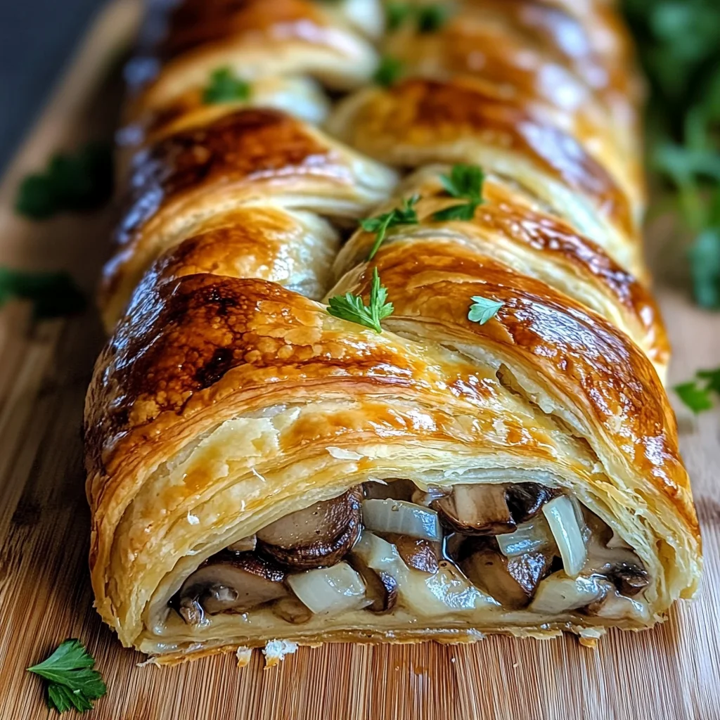 Savory Mushroom & Gruyère Puff Pastry Braid