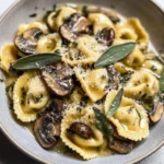 Cheese Tortellini with Butter, Mushrooms, and Crispy Sage