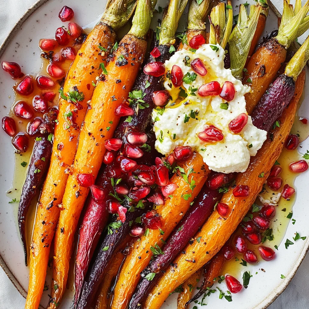 Honey Roasted Rainbow Carrots with Burrata and Pomegranate