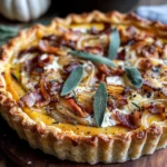 Pumpkin, Ricotta & Caramelized Onion Tart with Bacon and Sage