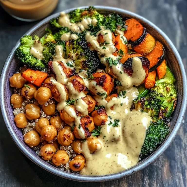 Roasted Veggie Chickpea Bowls with Maple Dijon Tahini Dressing
