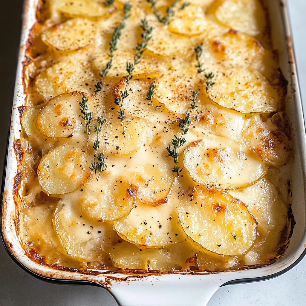 Scalloped Potatoes with Caramelized Onions and Gruyere